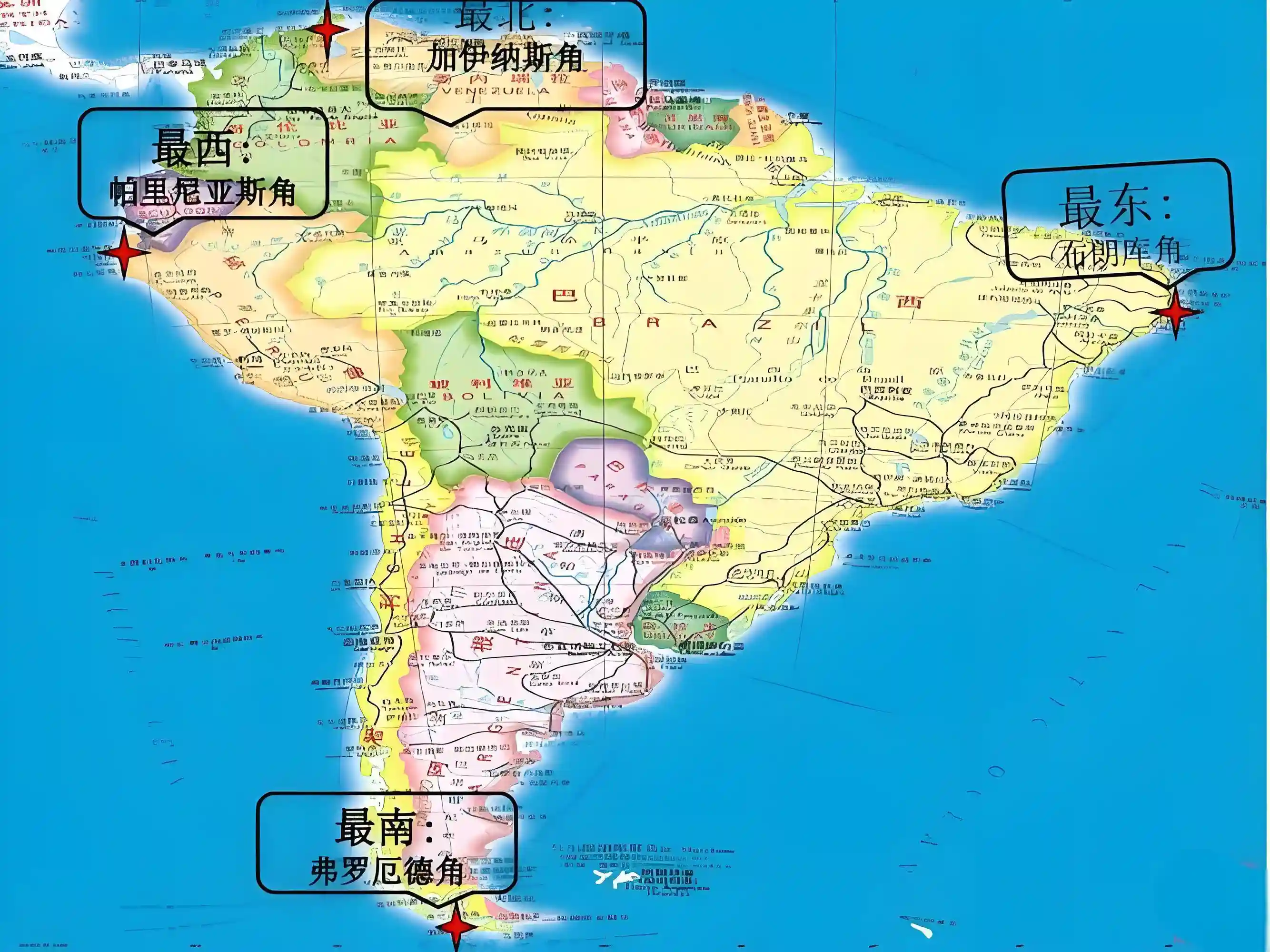 有常住人口的四块大陆，它们的东南西北极点分别都是哪里？
